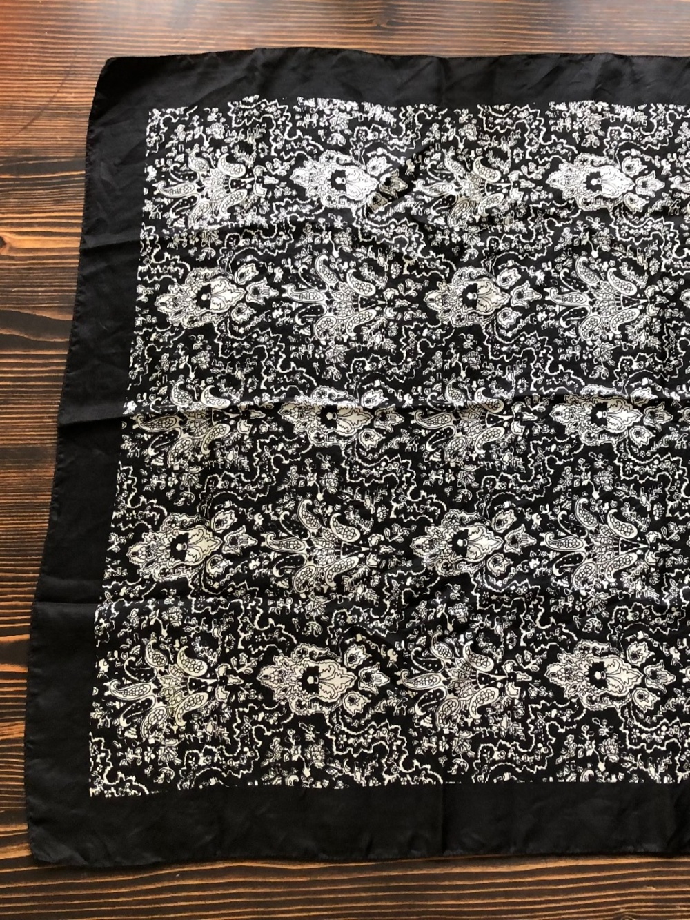 Black White Silk Paisley Liberty of London 17 Inch Square Scarf